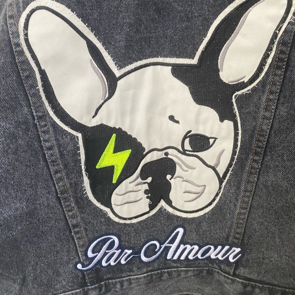 Frenchie Patched Denim Jacket - Picture 3 of 3